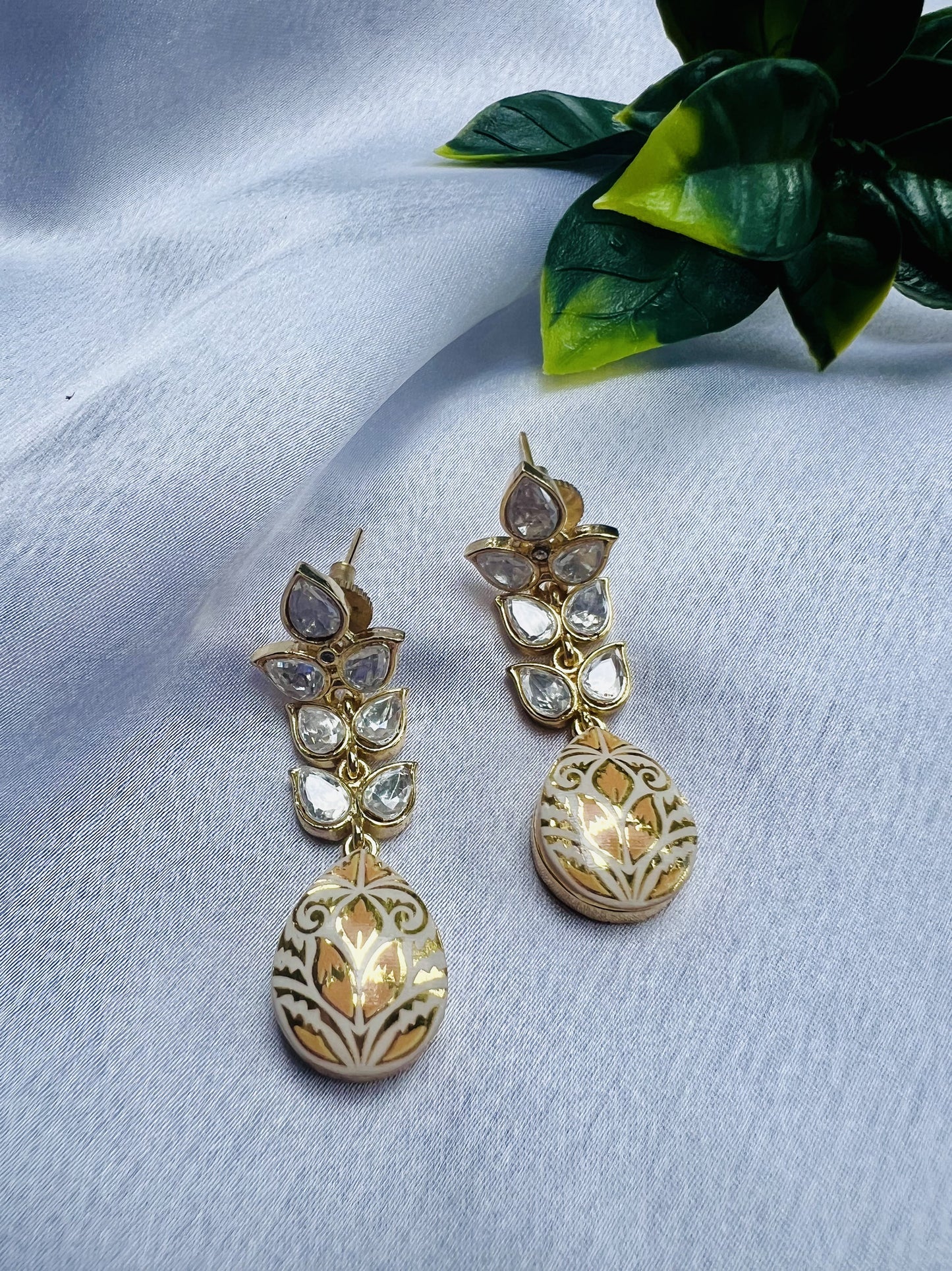 Anjali Leafy Peach Earrings