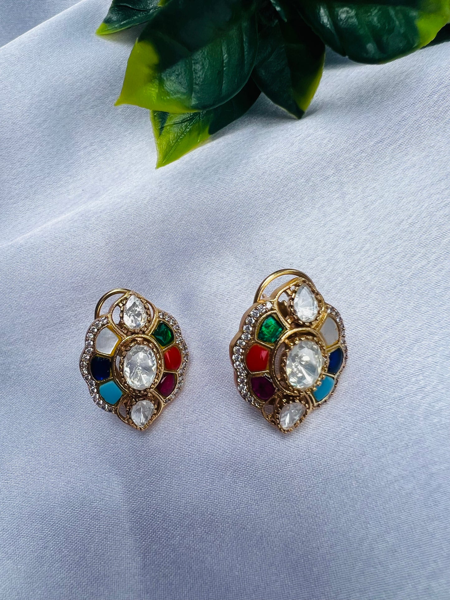 Avani Navratna Blooming Earrings