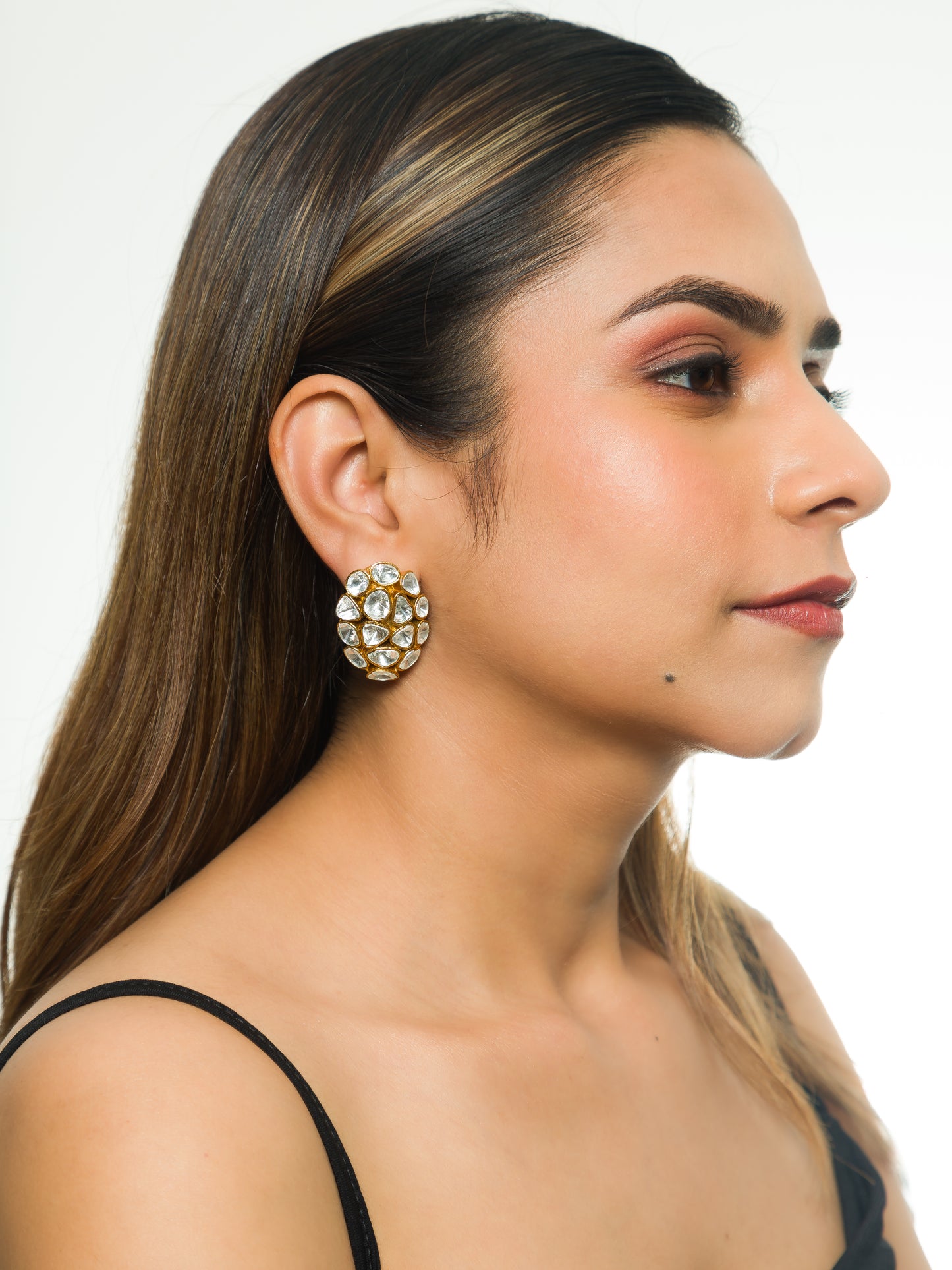 Parijata Oval Kundan Studs