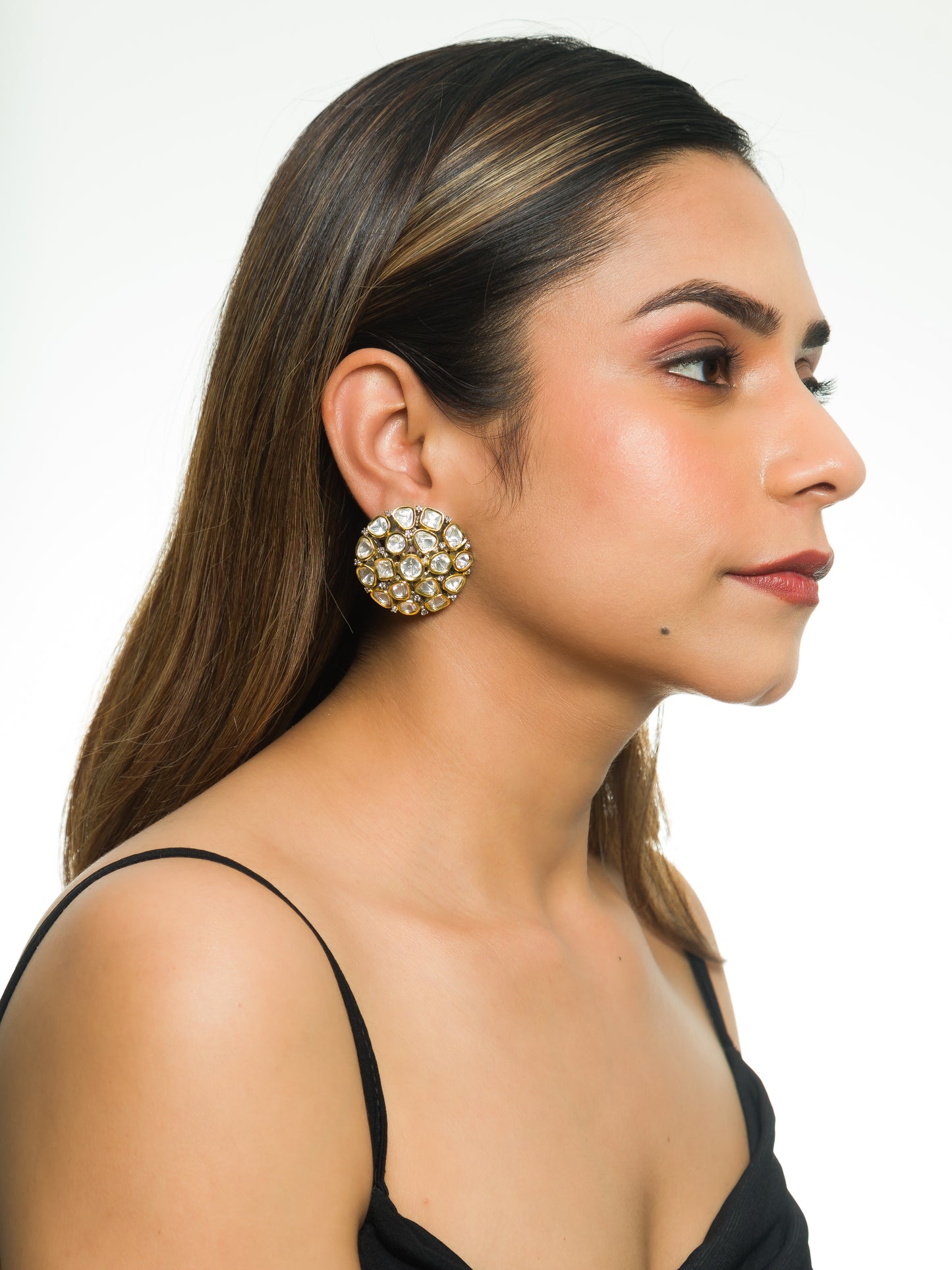 Indraneela Round Kundan Studs