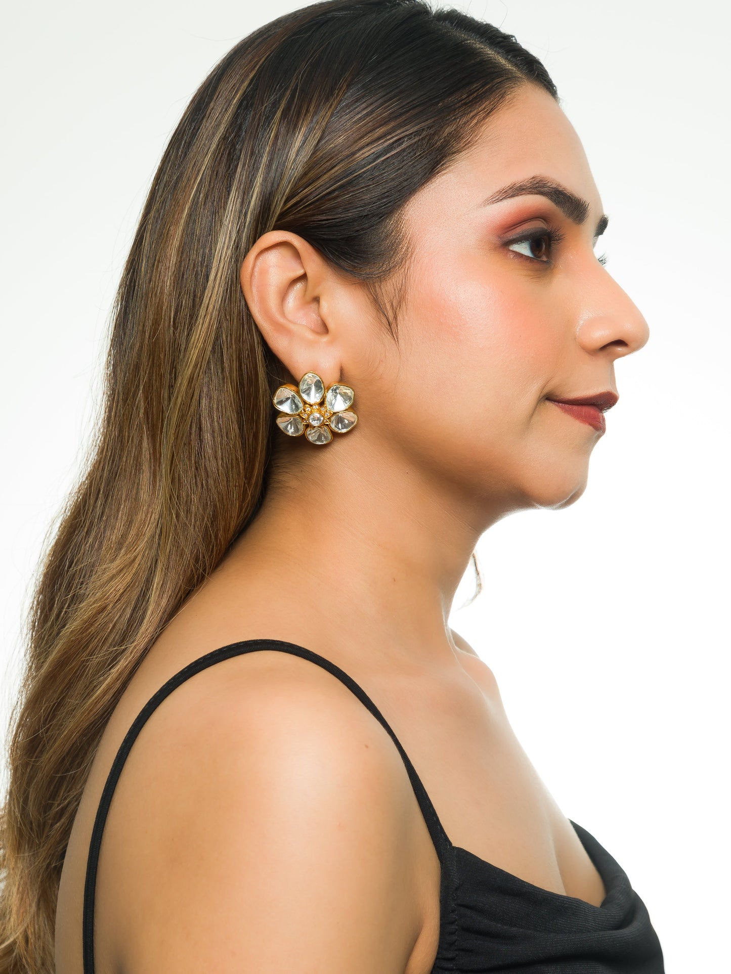 Devika Flower Kundan Studs