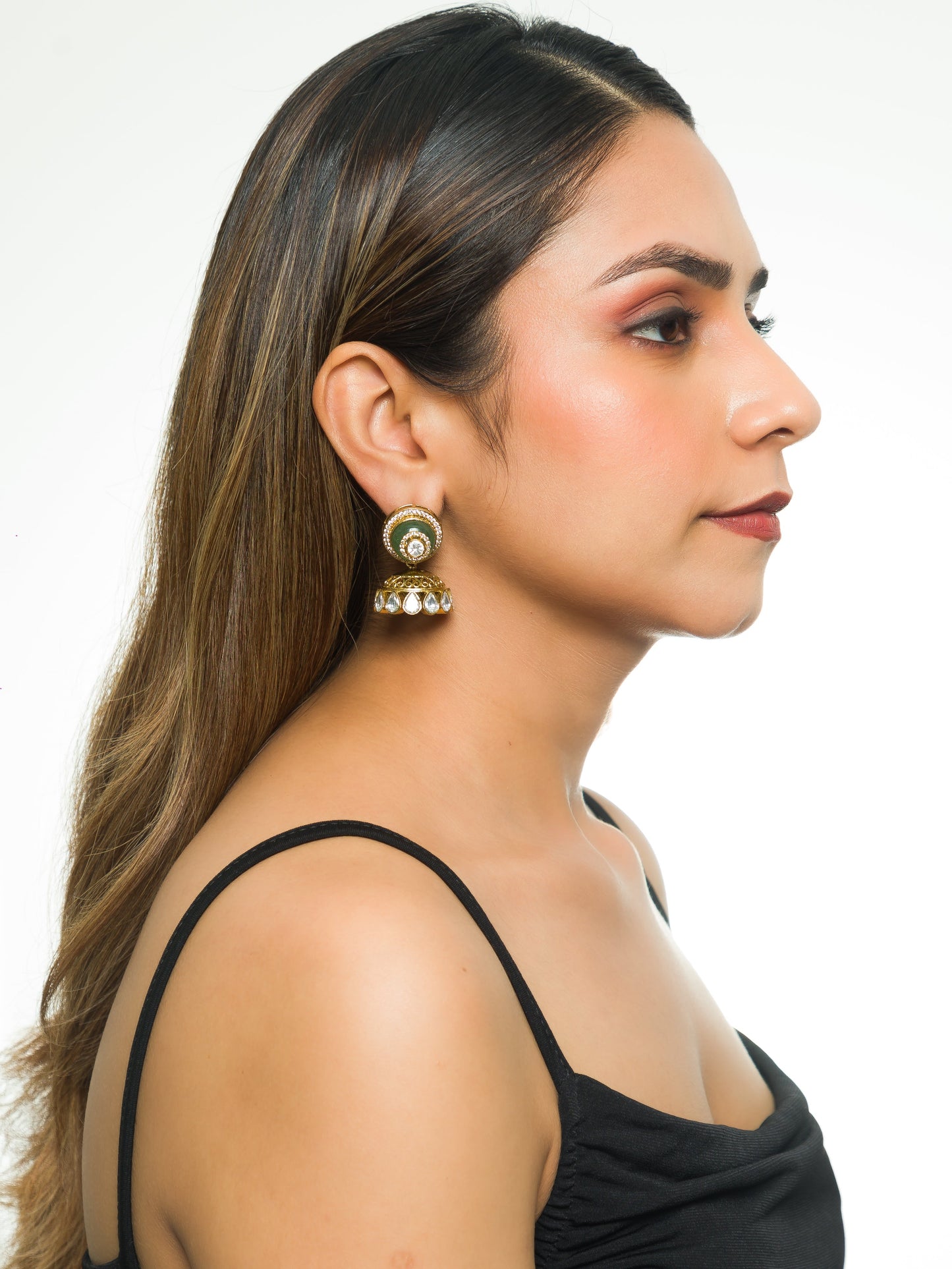 Kusuma Mint Kundan Jhumka