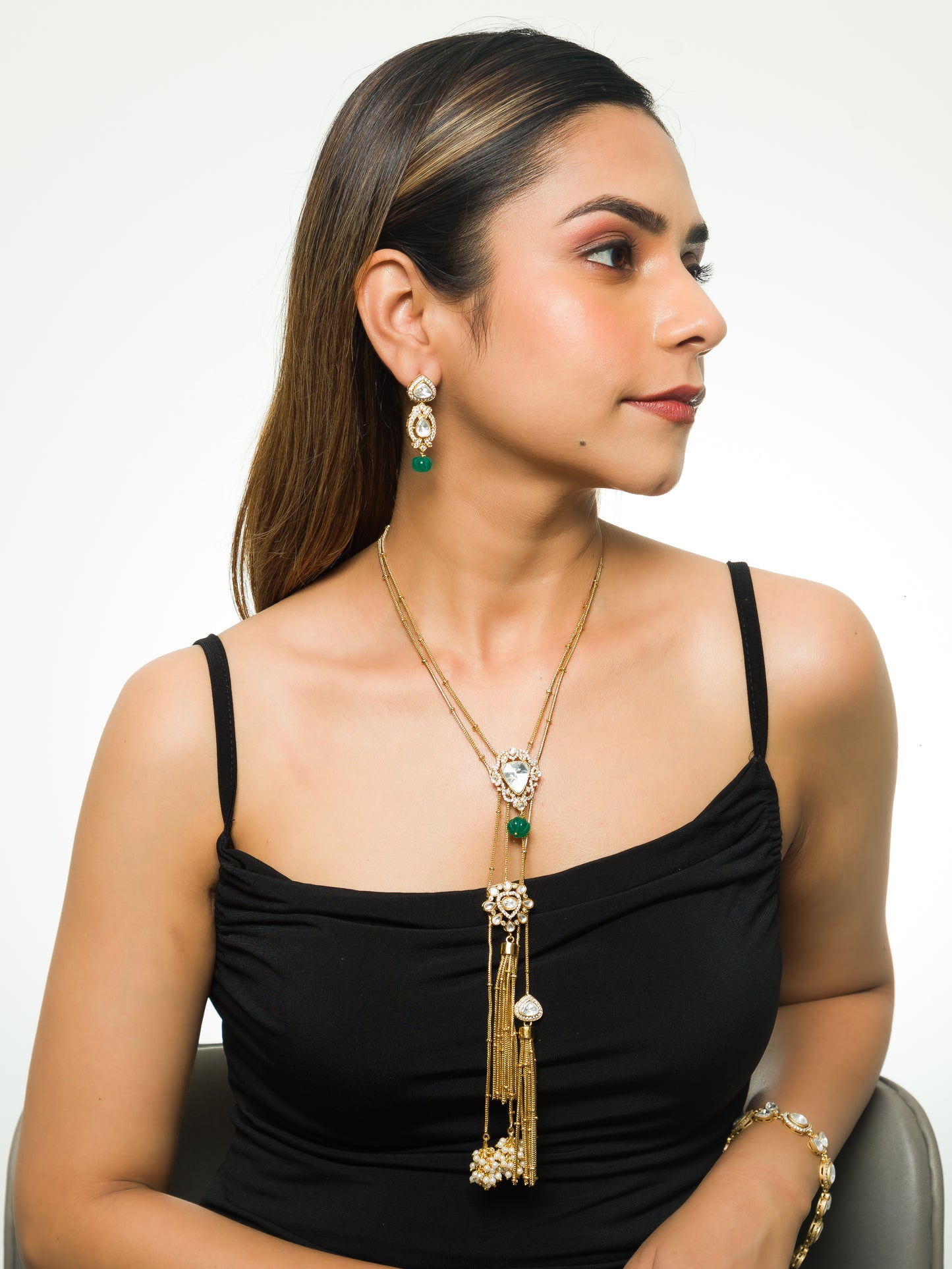 Rajhika Kundan Tassel Necklace Set