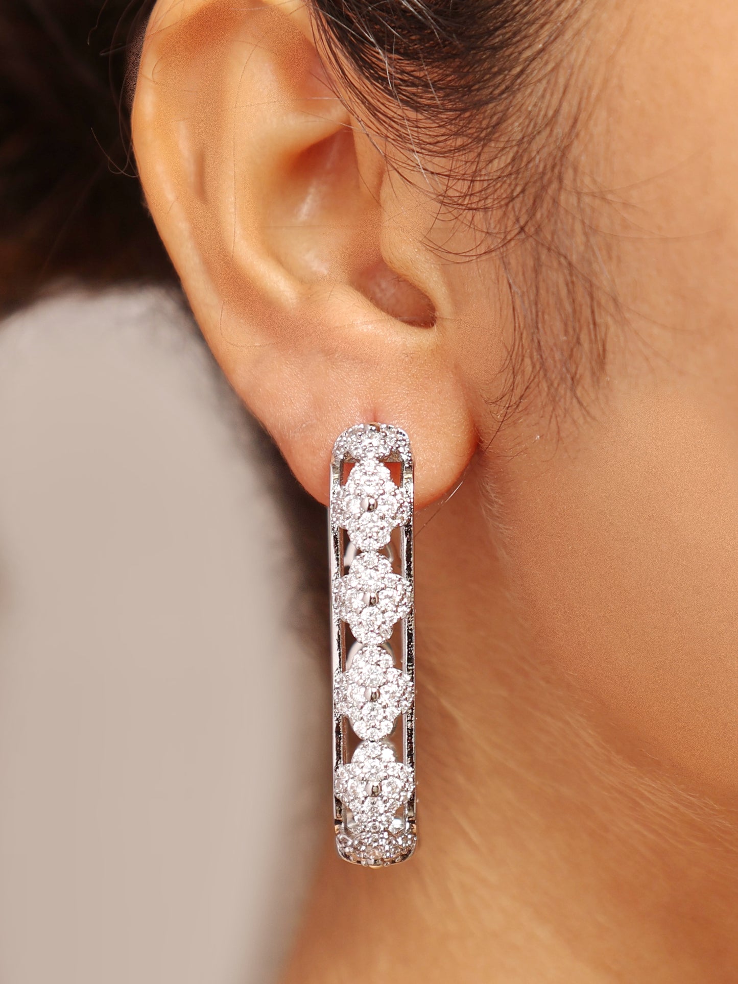 Glimmering Glamour Silver Hoops