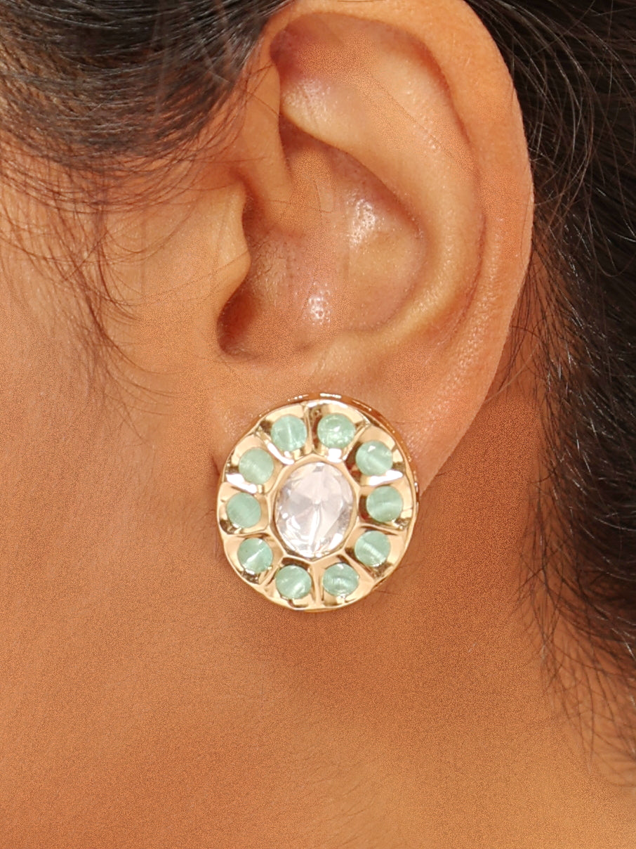 Sahar Mint Beaded Choker Set With Earrings