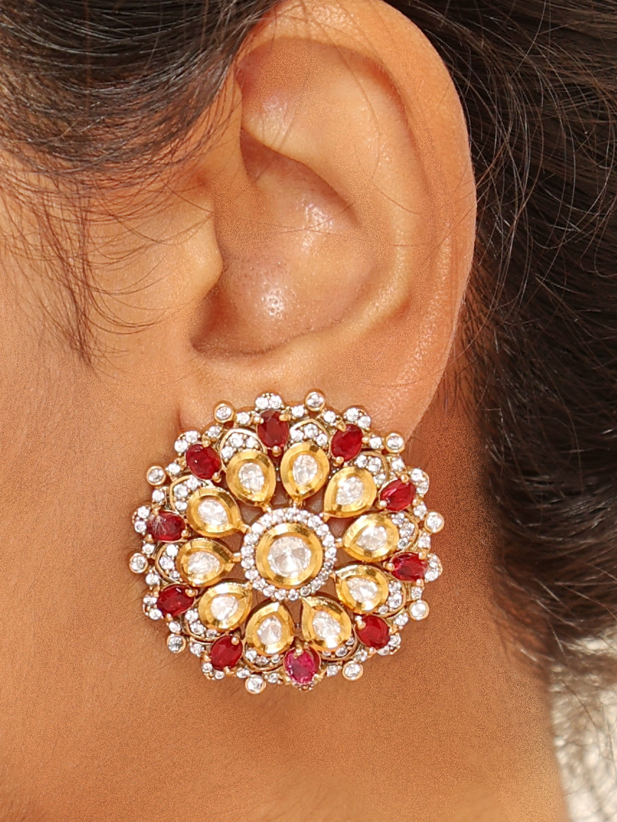 Modern Maharani Ruby Kundan Choker Set with Earrings
