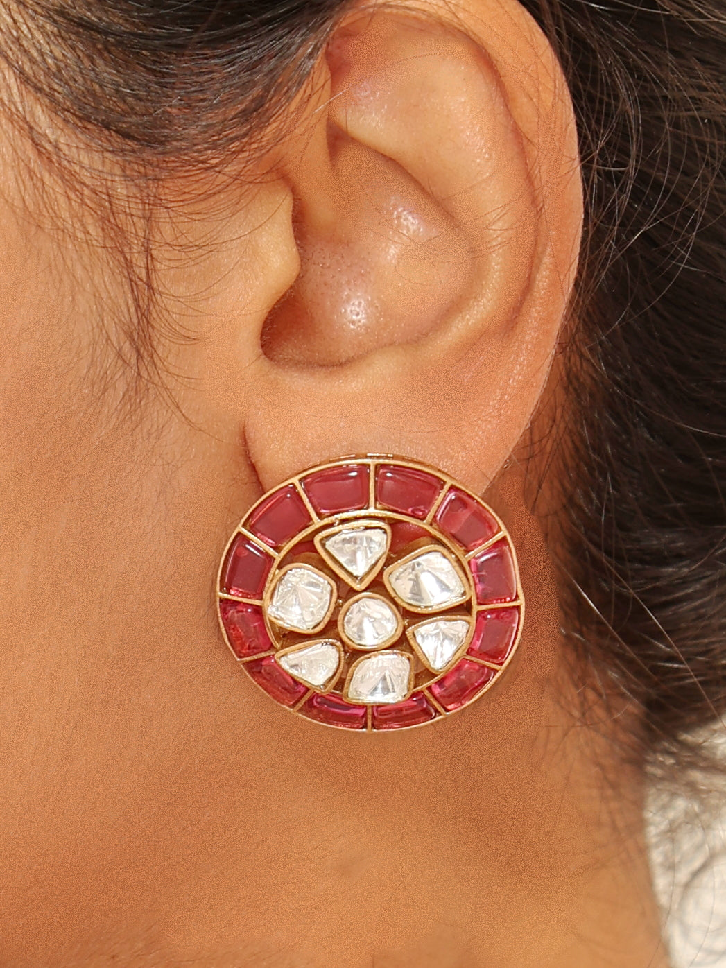 Aminah Ruby Pink Beaded Choker Set With Earrings