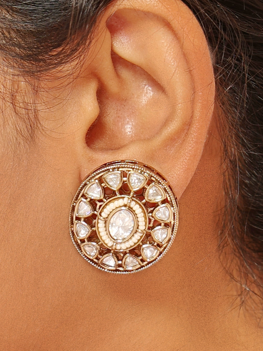 Grandeur Kundan Cystal Choker Set With Earrings