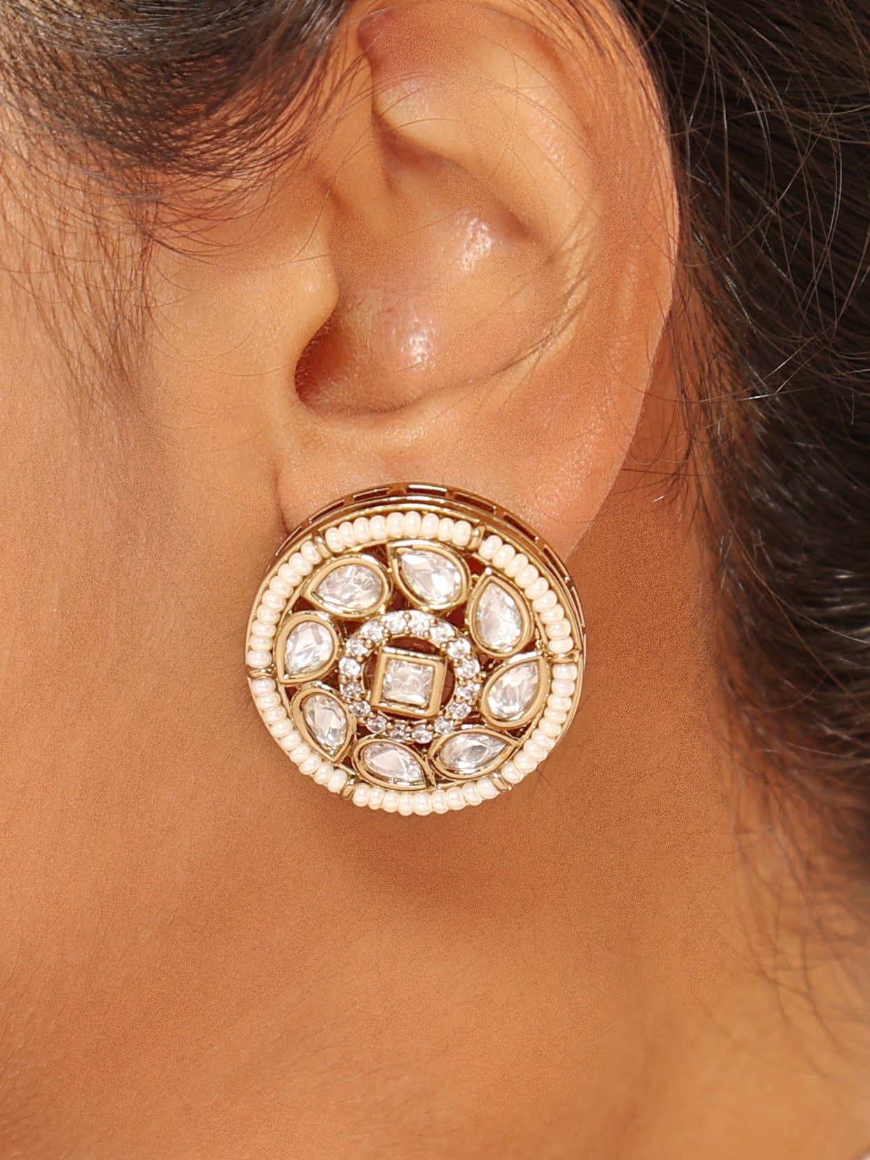 Nur ruby Beaded Choker Set With Earrings