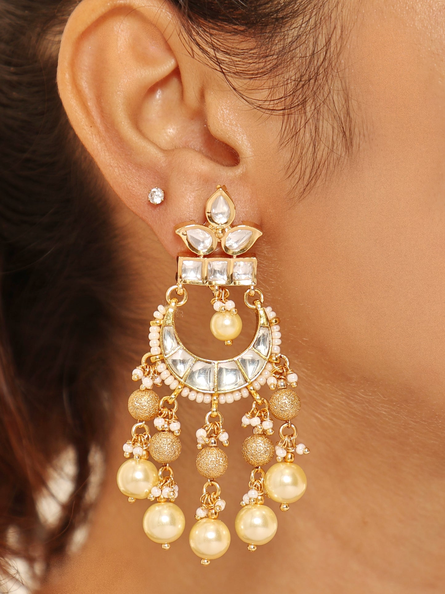 Ziva Leafy Chandbali Earrings