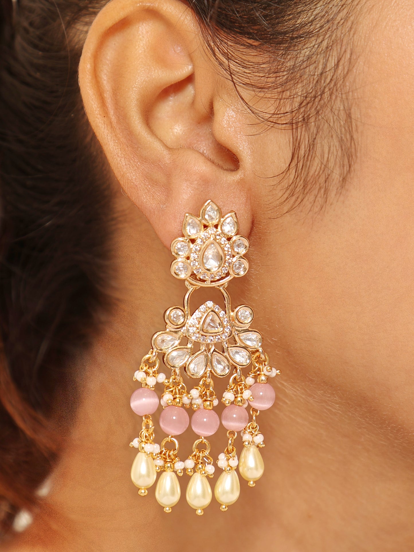 Ziya Blush Pink Chandbali Earrings