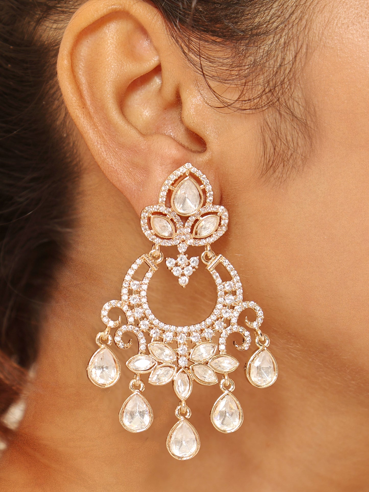 Dhitya Filigree Chandbali Earrings