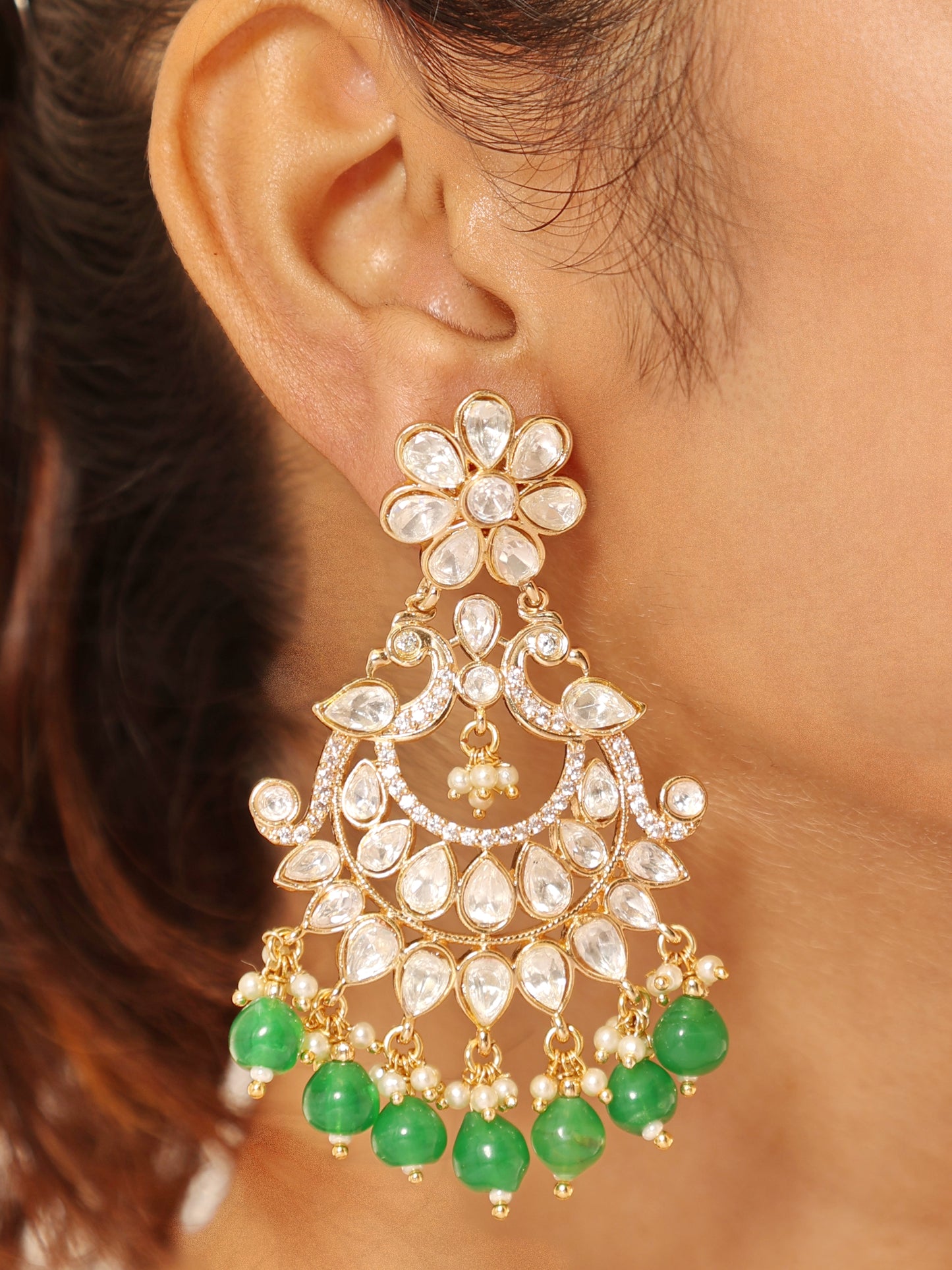 Camellia Emerald Chandbali