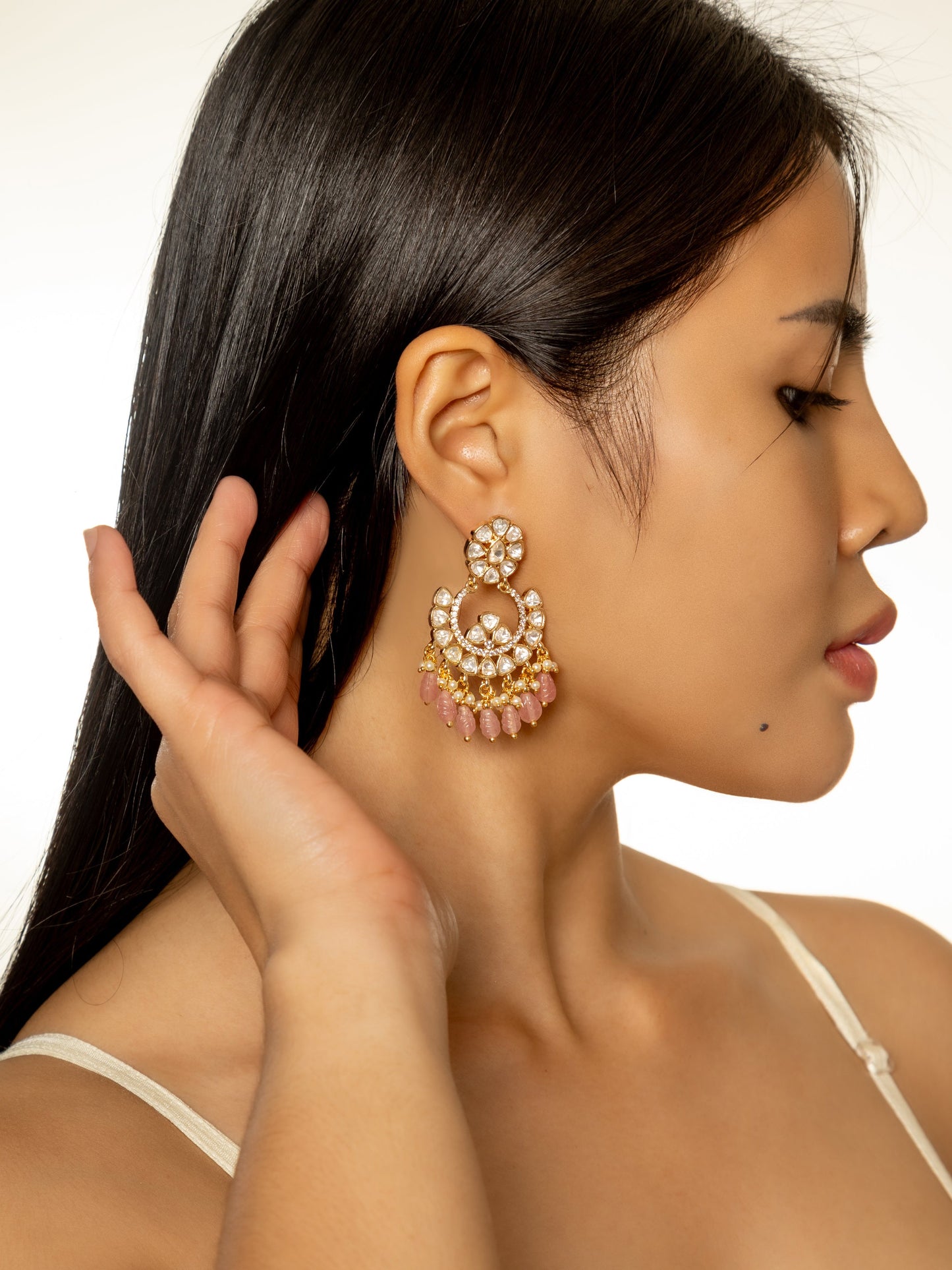 Charul Chandbali Pink Earrings
