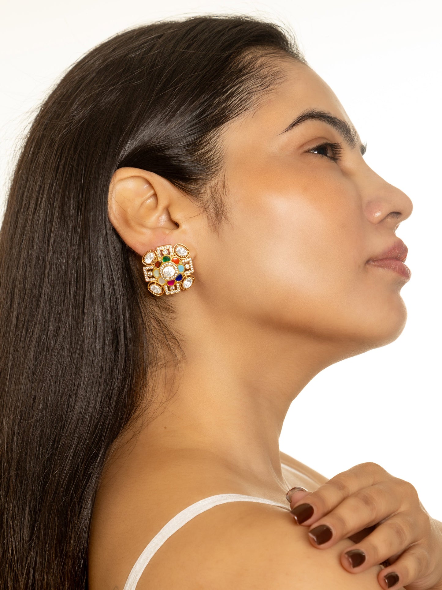 Chaitra Navratna Stone Studs