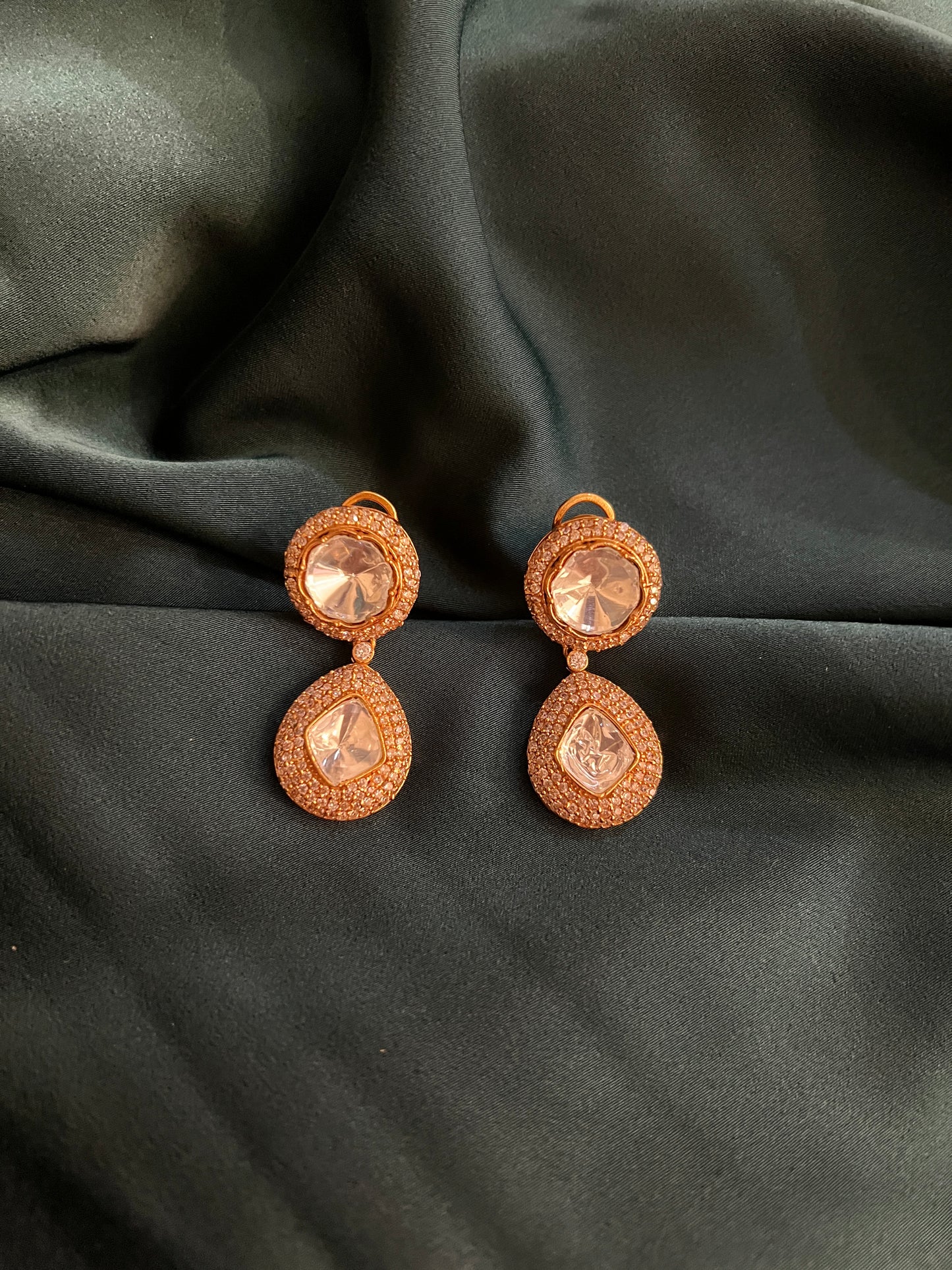 Ananya Dual Drop Kundan Earrings