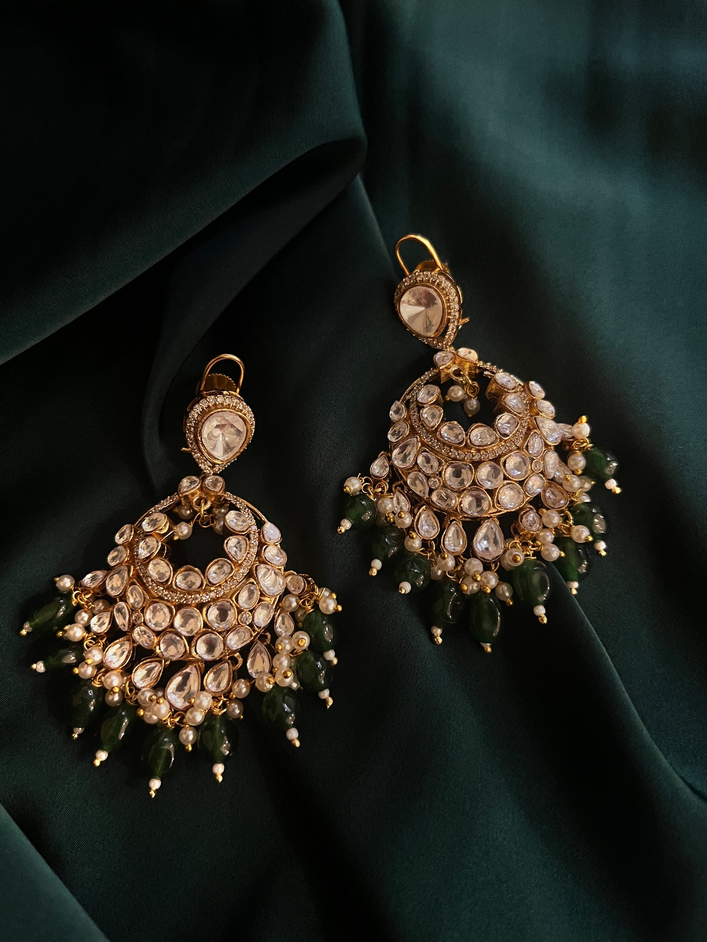 Indrani Emerald Kundan Earrings