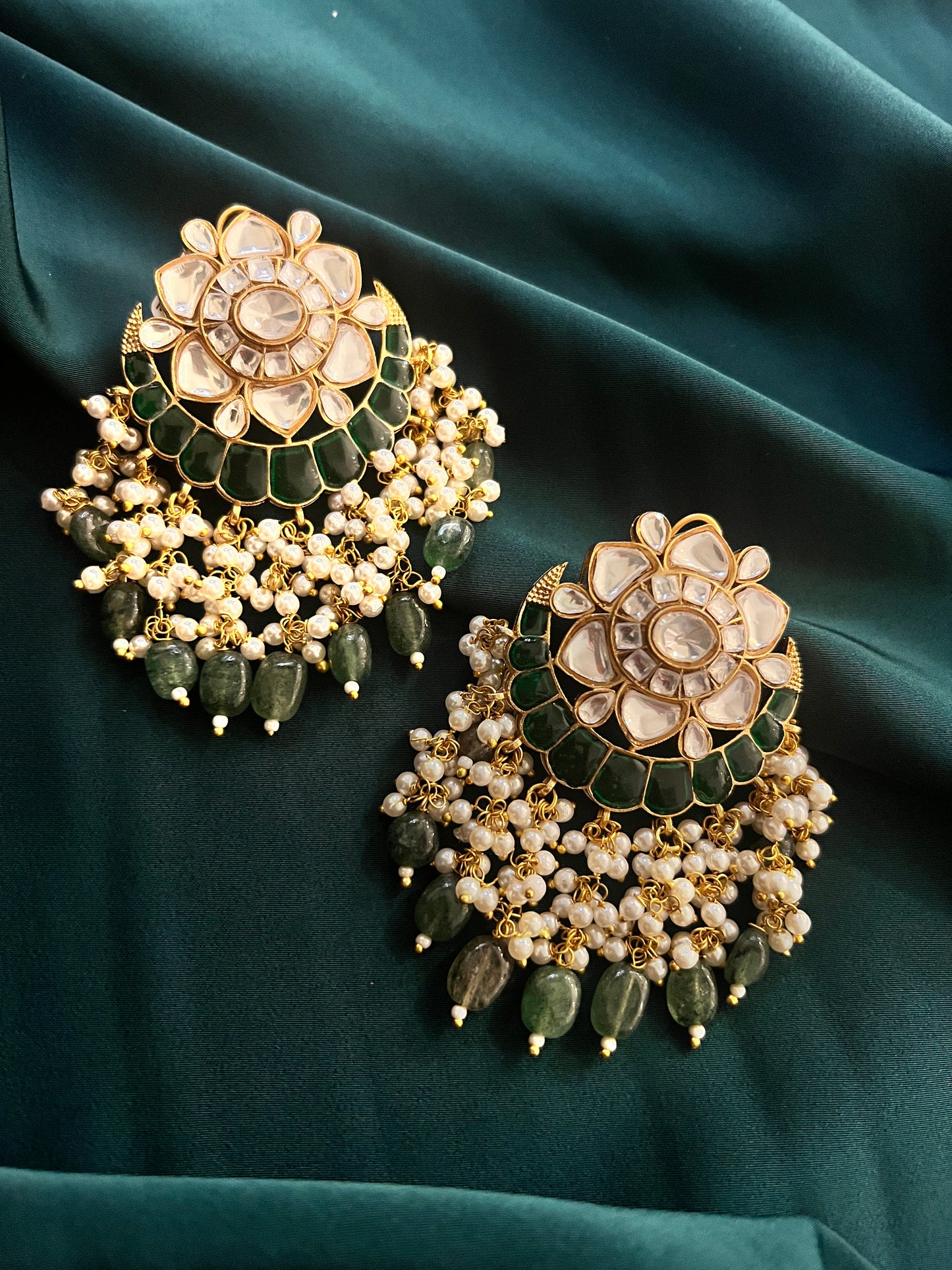 Aurea Lotus Beaded Kundan Earrings