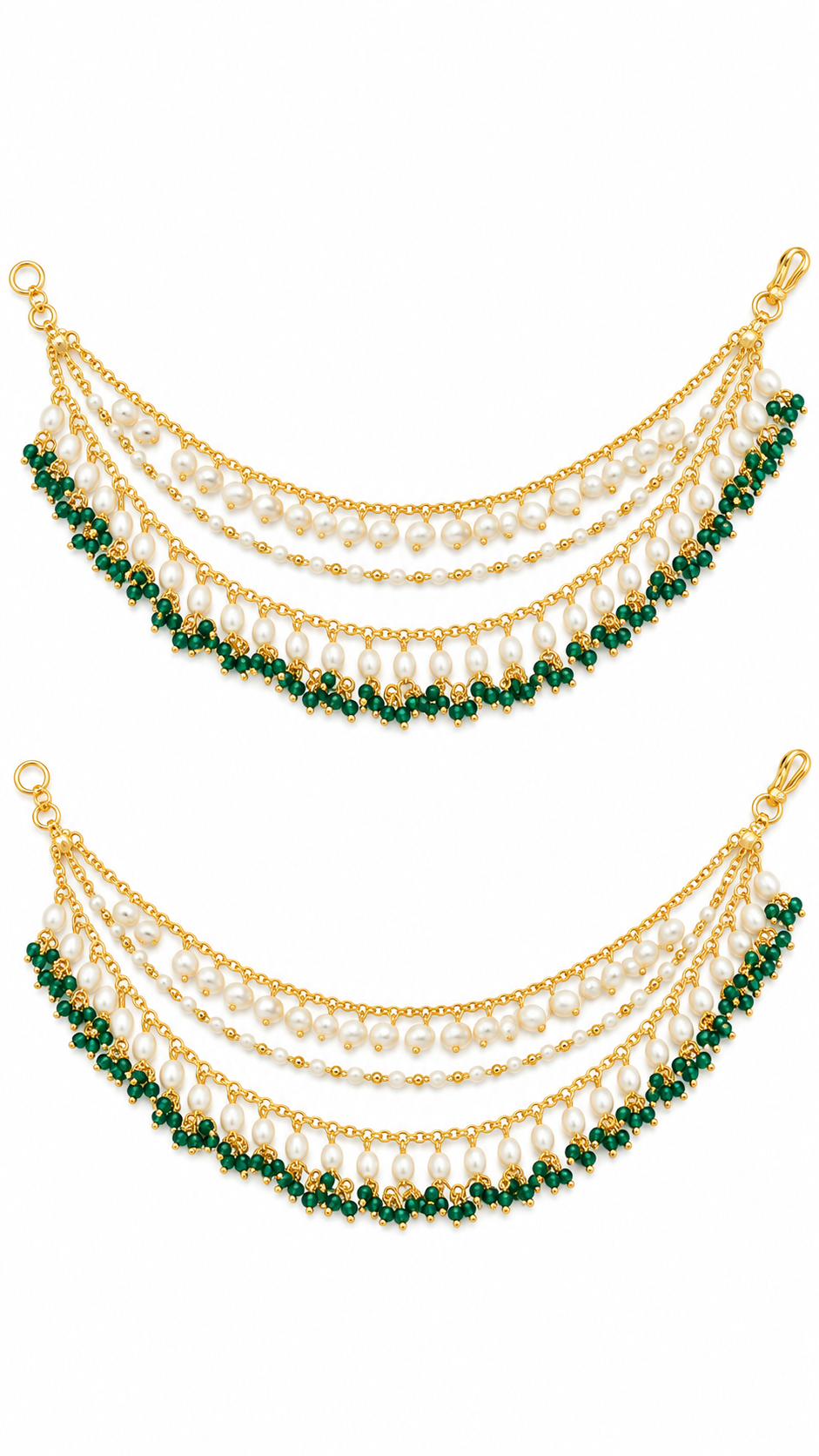Aarika Emerald Pearl Ear Chain