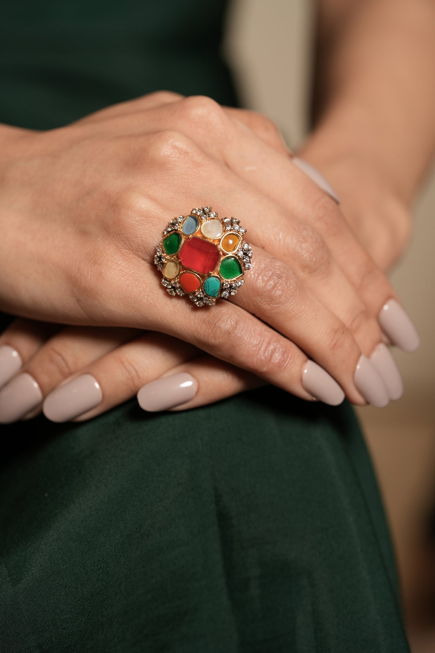 Starlit Kundan Jewels Ring