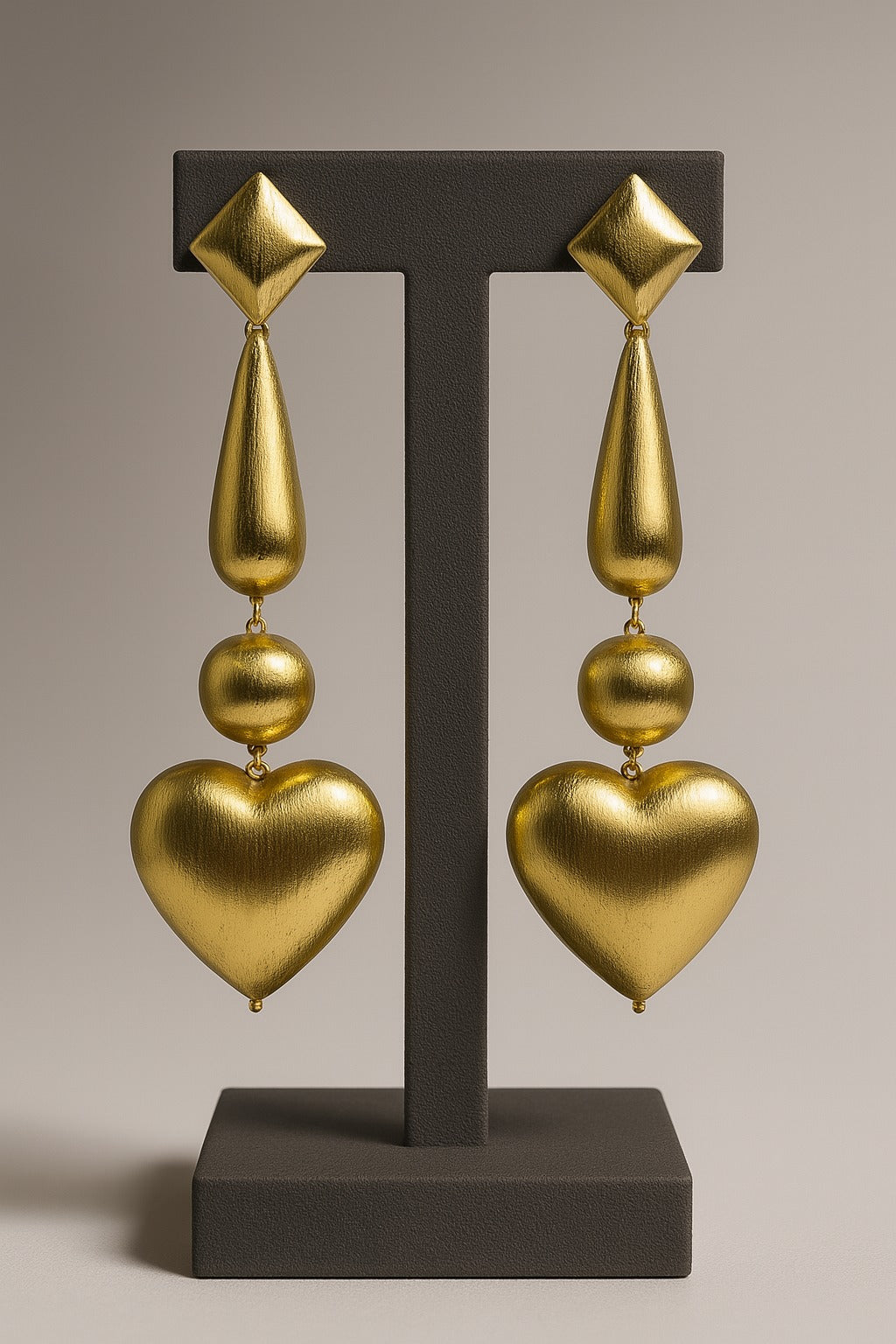 Golden Heartflare Drop Earrings