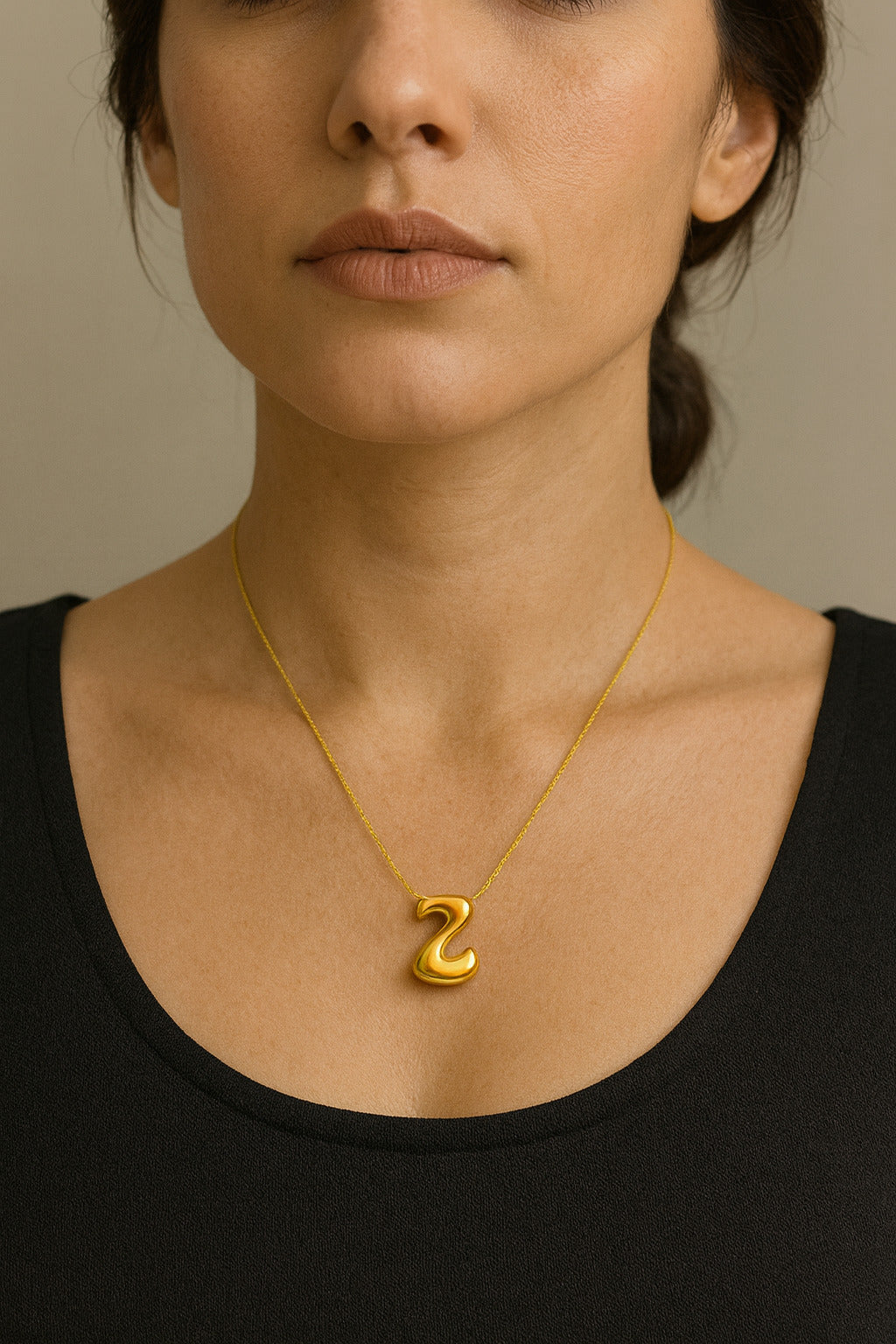 Golden Bubble Initial Pendant Necklace