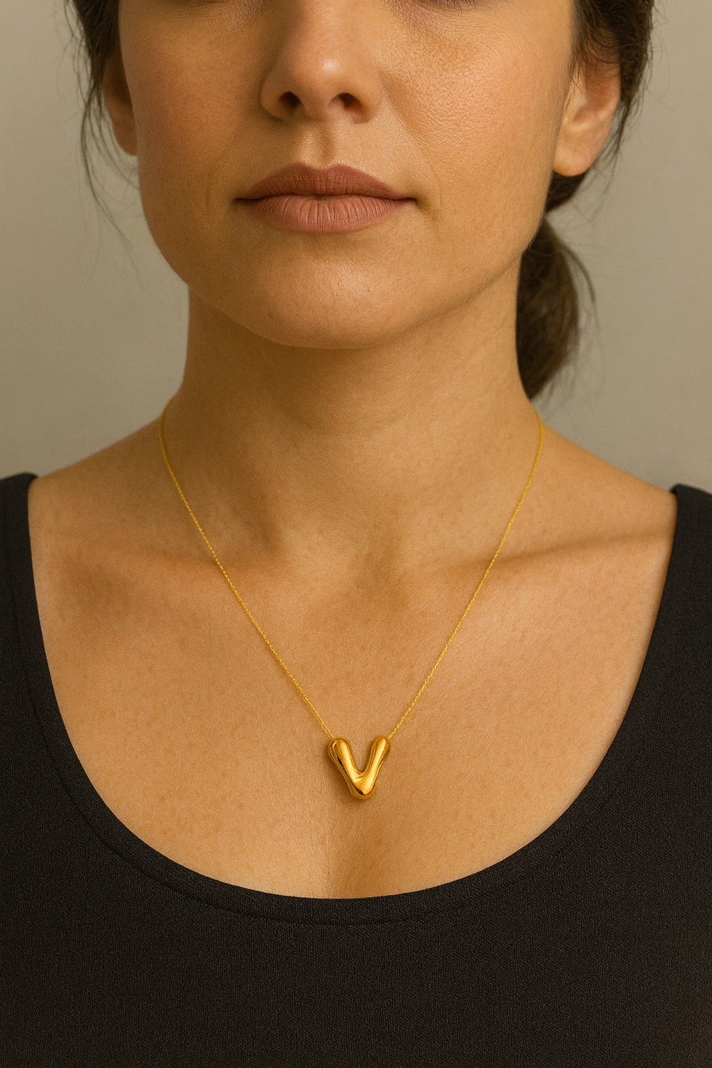 Golden Bubble Initial Pendant Necklace