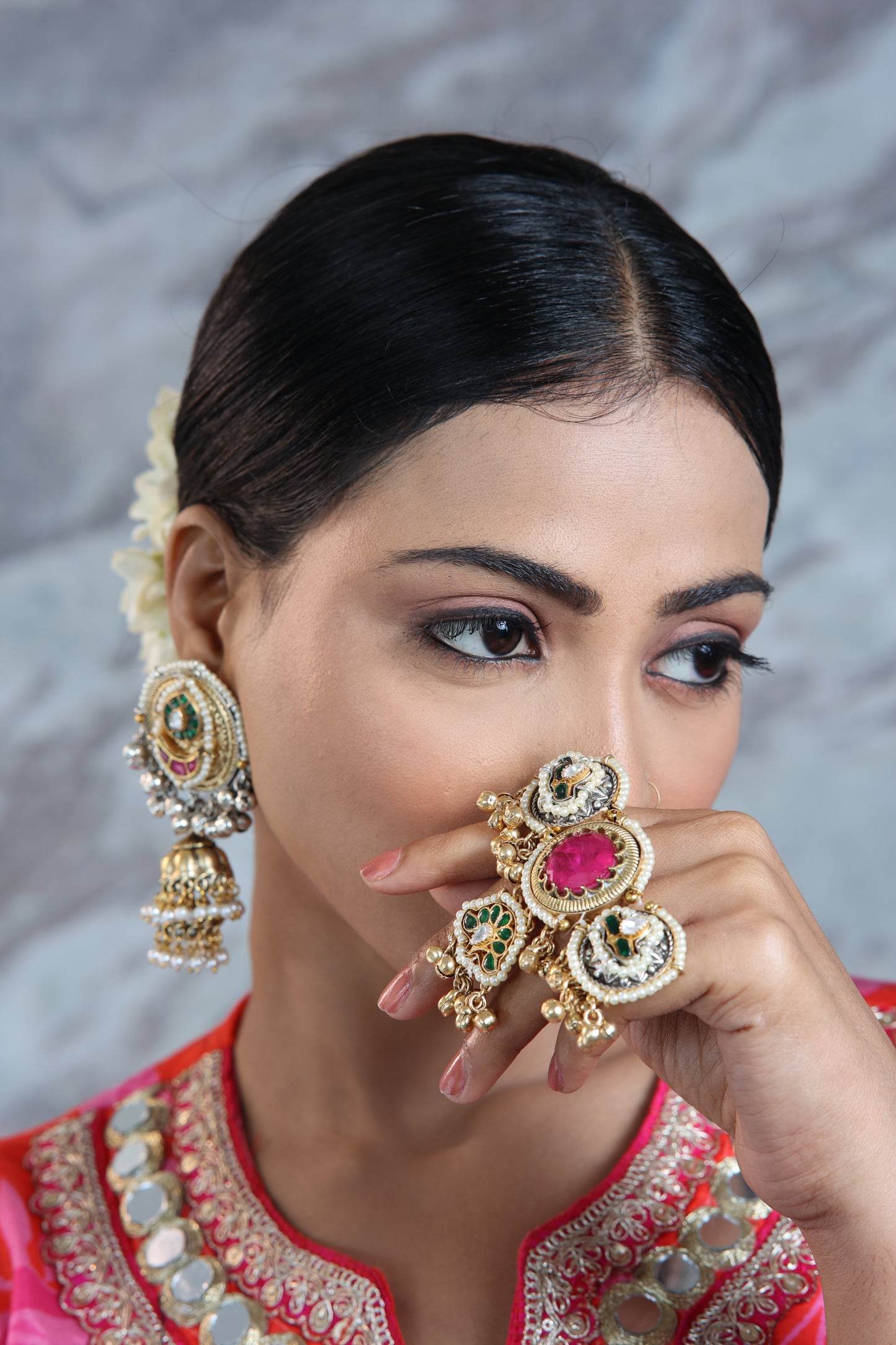 Regal Gulab Kundan Statement Ring