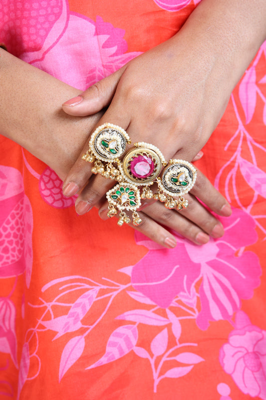 Regal Gulab Kundan Statement Ring