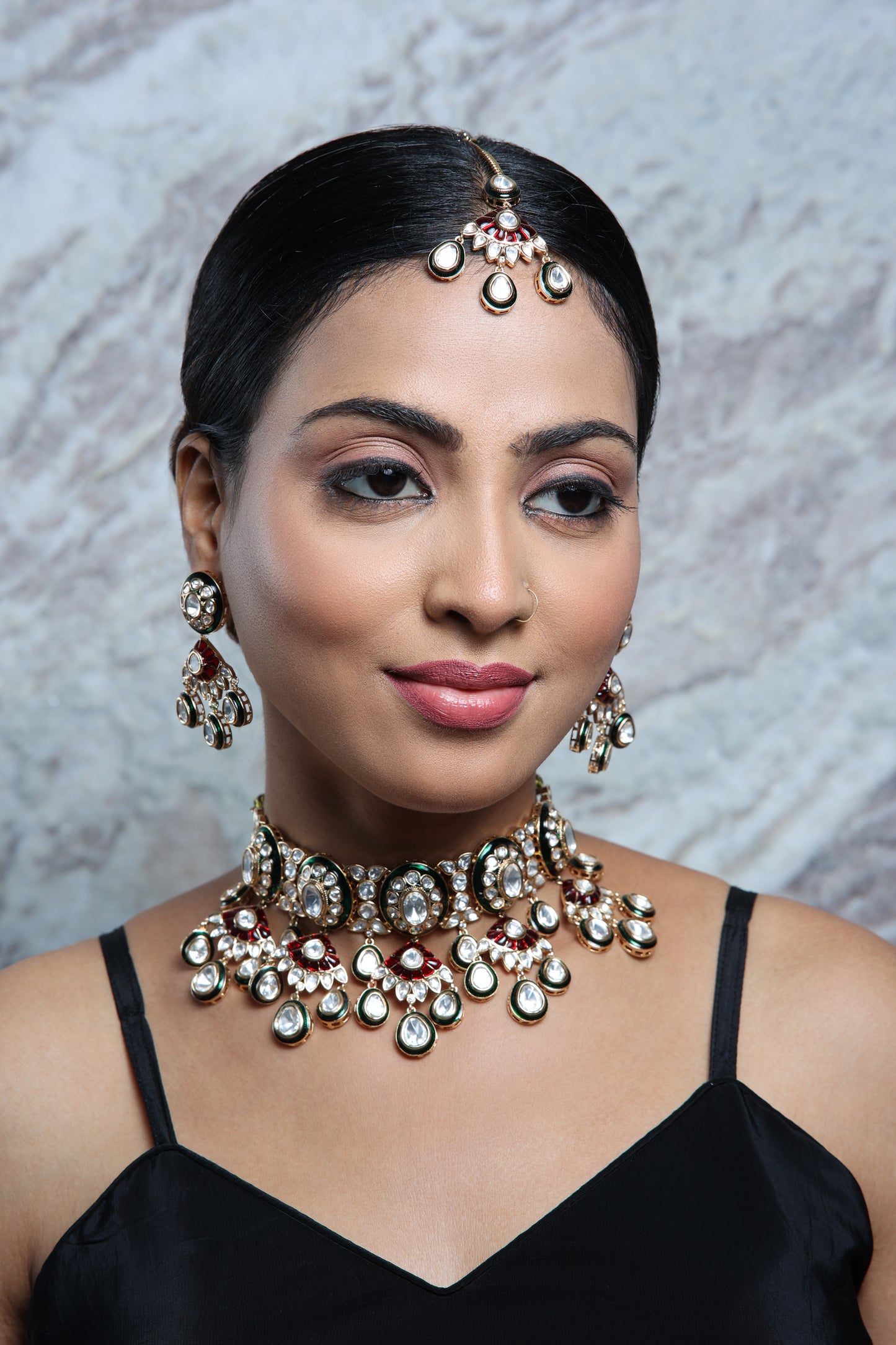 Crimson Radiance Kundan Set