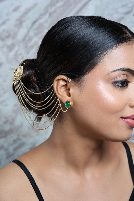 Enchanted Emerald Drape Ear Cuff