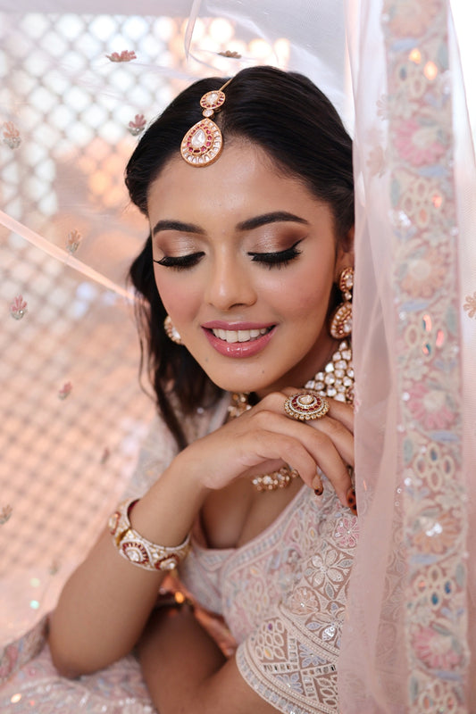 Blushing Radiance Kundan Ensemble Bridal Set