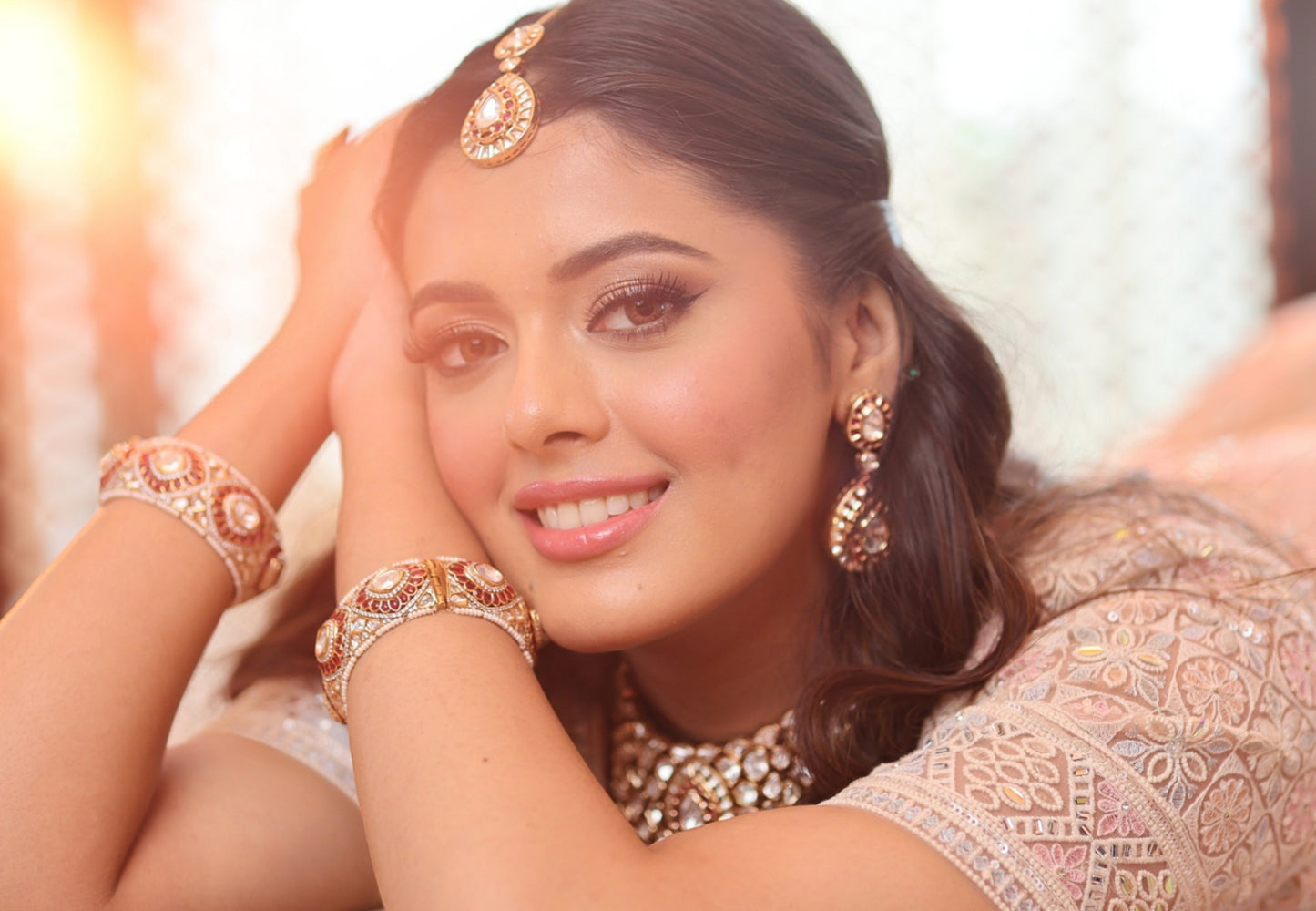 Blushing Radiance Kundan Ensemble Bridal Set