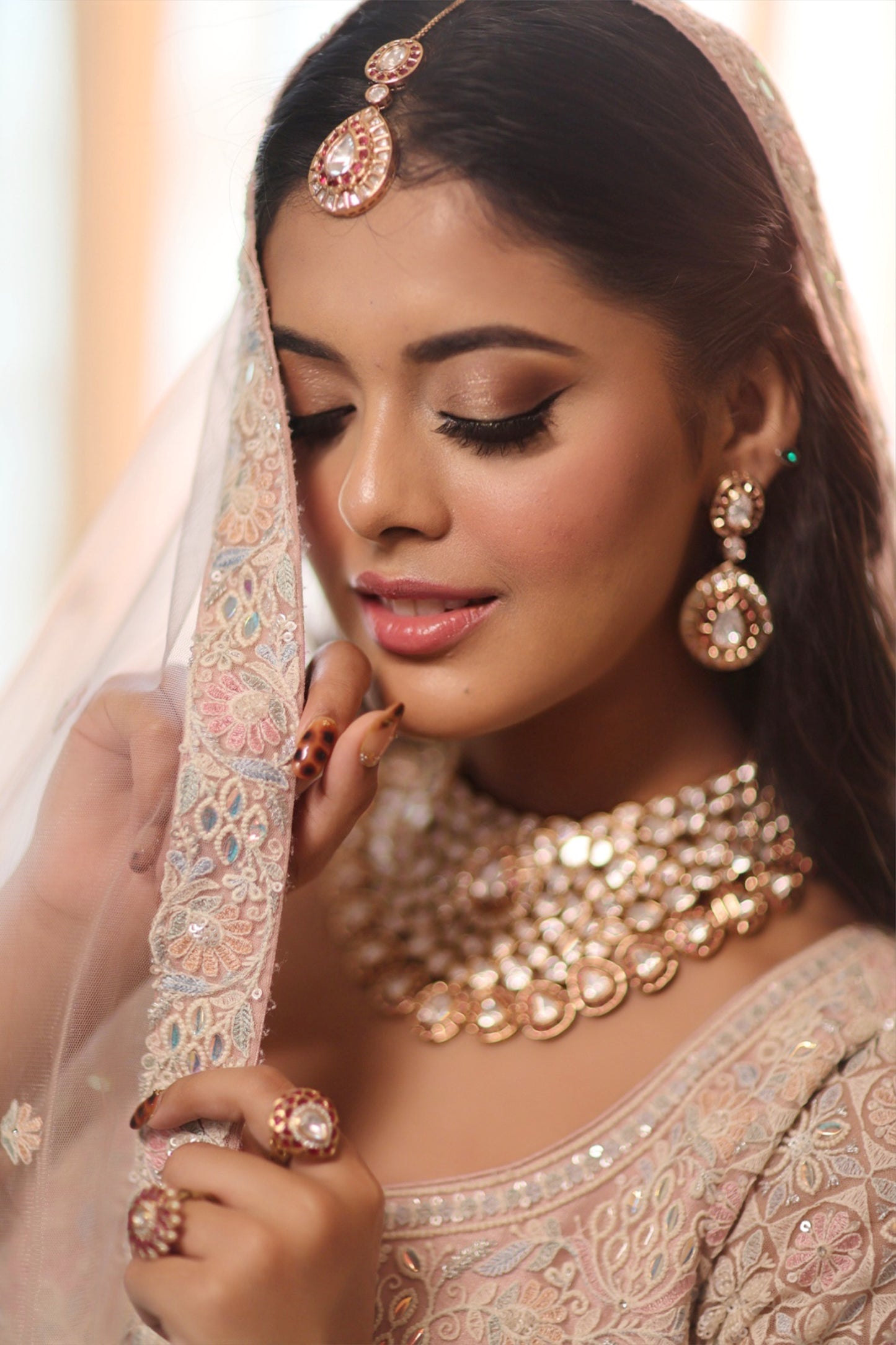 Blushing Radiance Kundan Ensemble Bridal Set