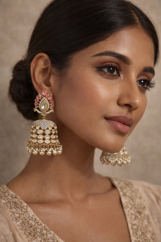 Anika Polki Pearl Jhumka Earrings