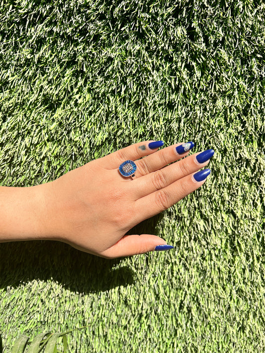 Blue Confetti Crystal Ring