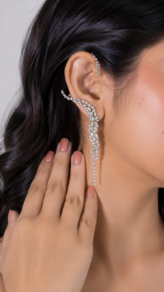 Celeste Vine Crystal Ear Cuffs