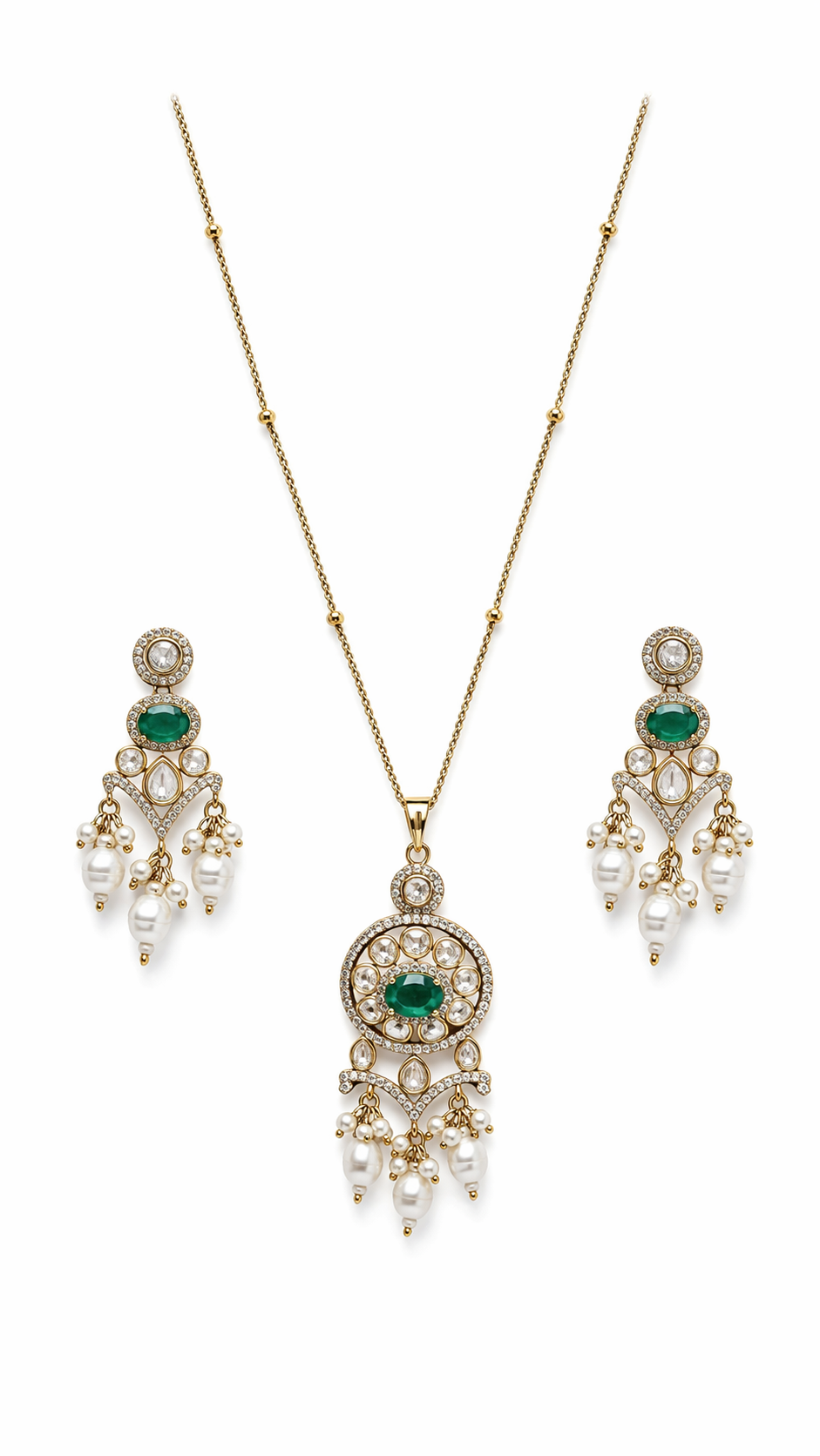 Elira Emerald Halo Drop Set