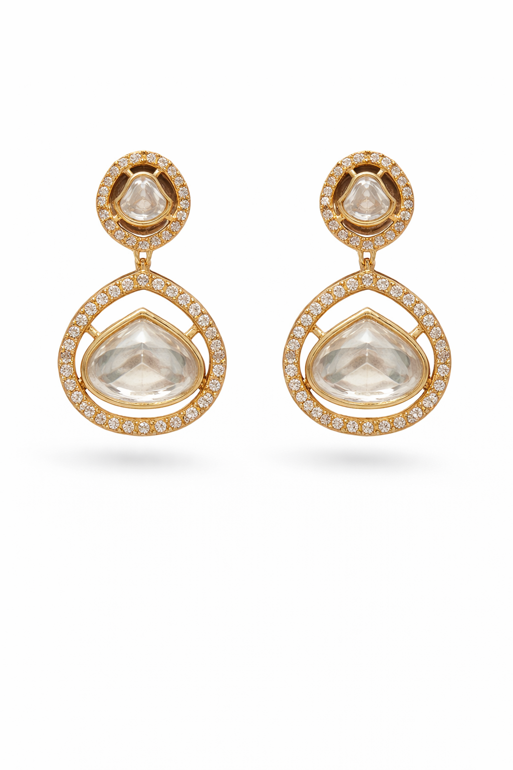 Kiara Crystal Teardrop Halo Earrings