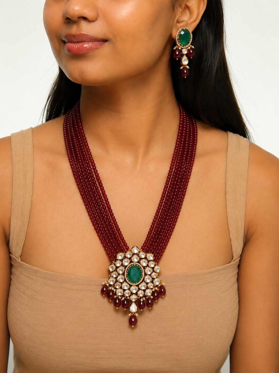 Ruhani Kundan Beaded Necklace Set