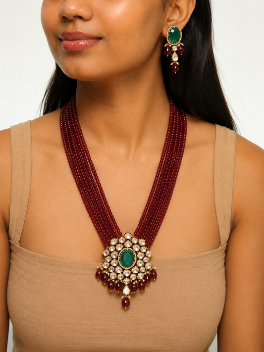 Ruhani Kundan Beaded Necklace Set