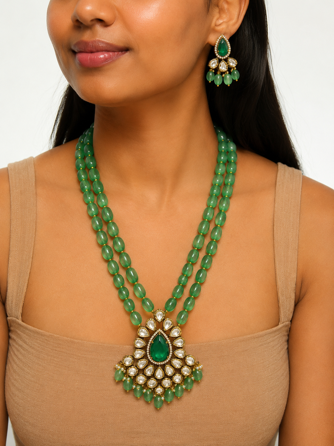 Aaranya Green Kundan Necklace Set