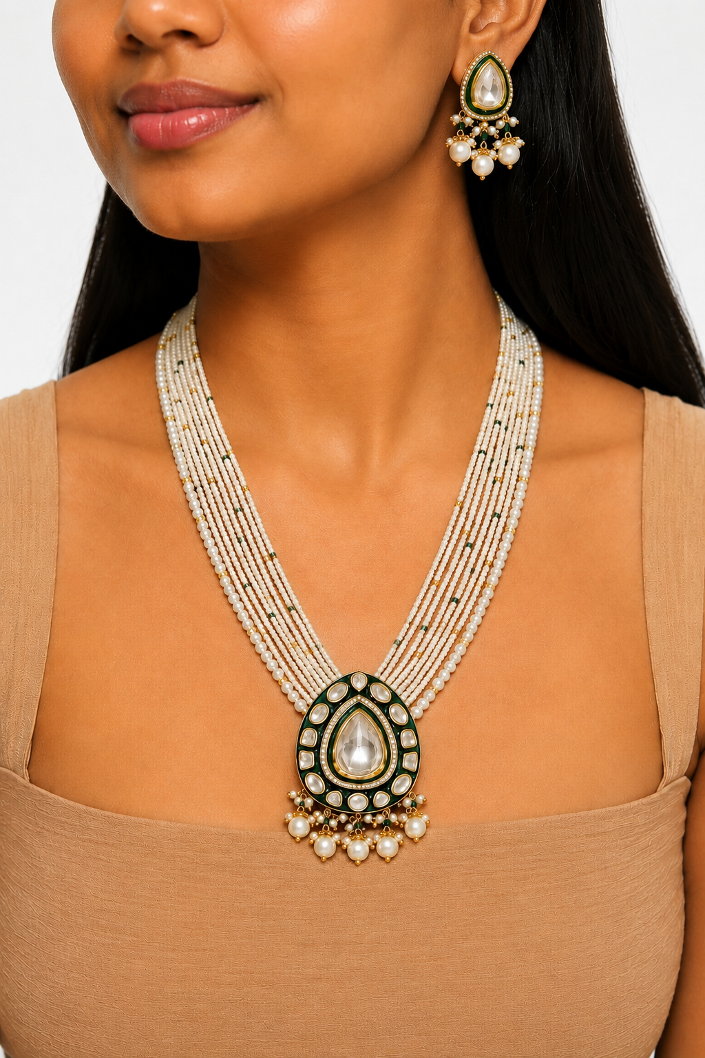 Meher Pearl Kundan Necklace Set