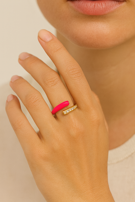Fuchsia Curve Duo Ring