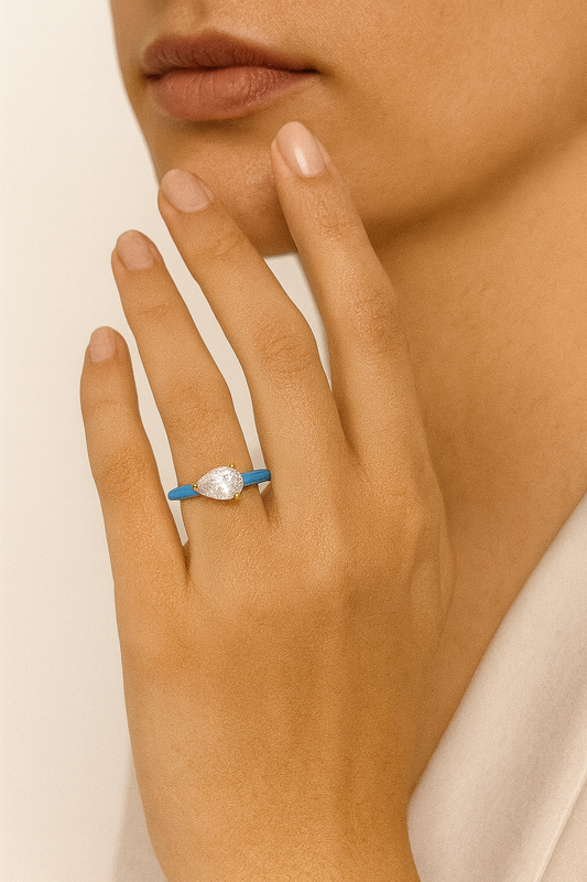 Azure Dewdrop Ring