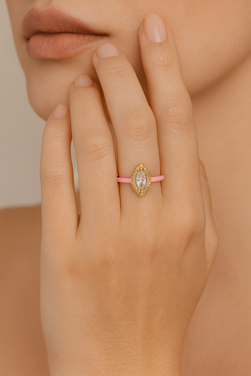 Blush Marquise Halo Ring