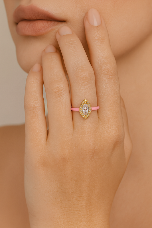 Blush Marquise Halo Ring