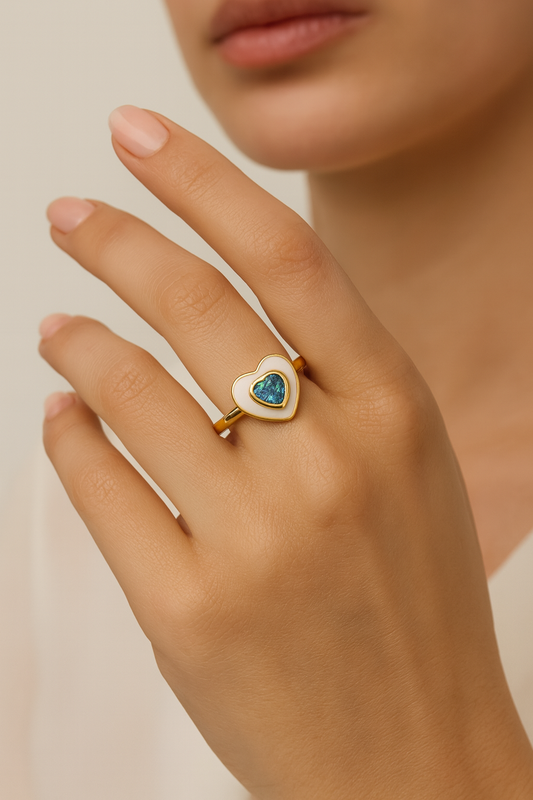 Moonmilk Heart Ring