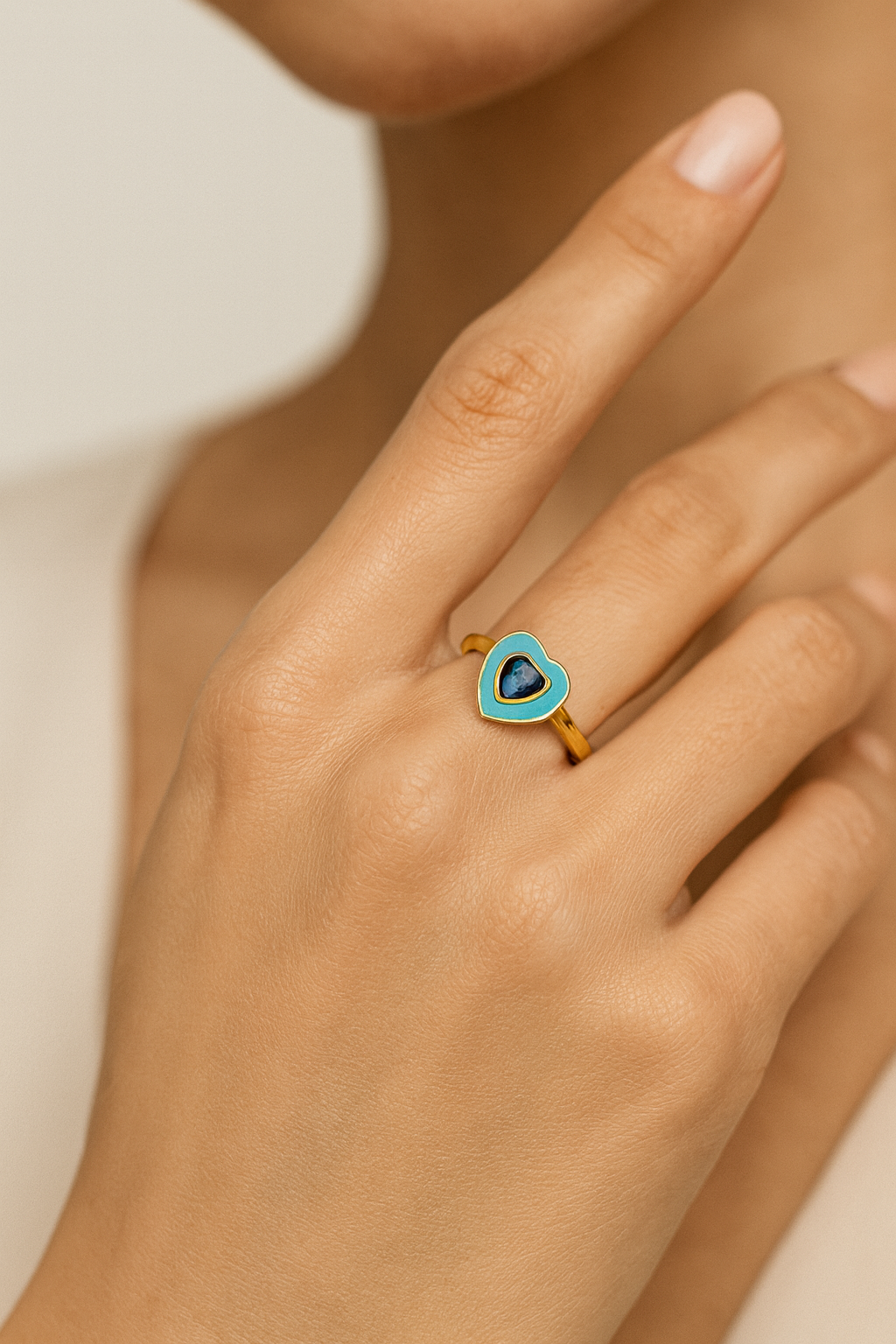Aqua Heartbeat Ring