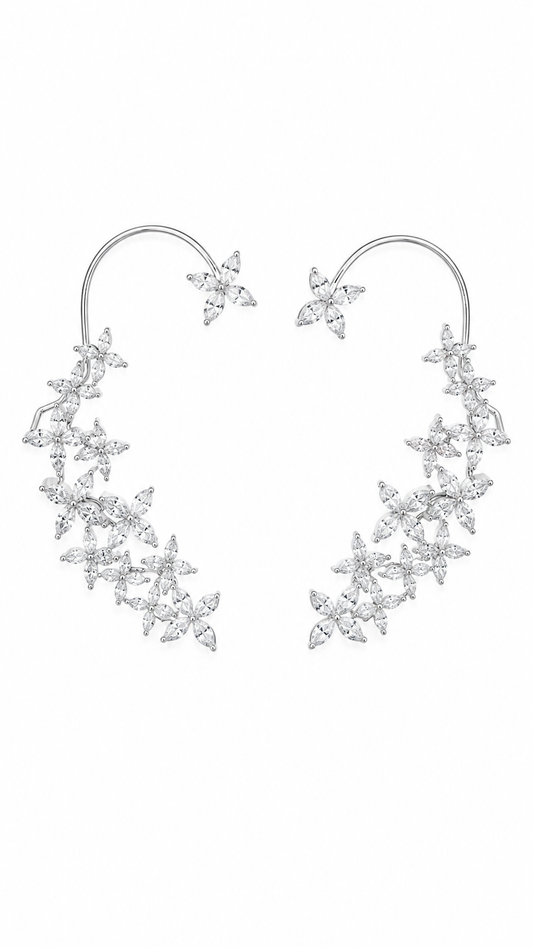 Flora Cascade Crystal Ear Cuffs
